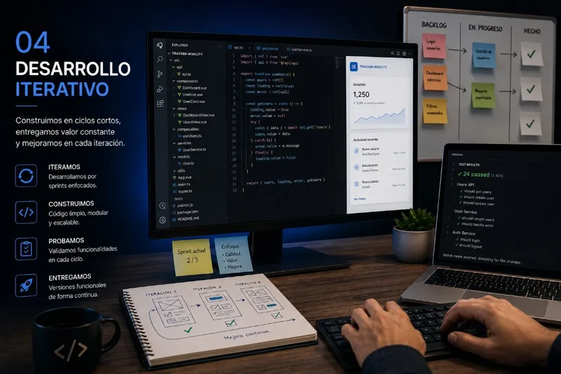 Desarrollo iterativo: sprints, código limpio y demos funcionales