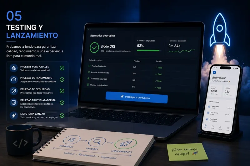 Testing y lanzamiento: pruebas de calidad y despliegue a producción