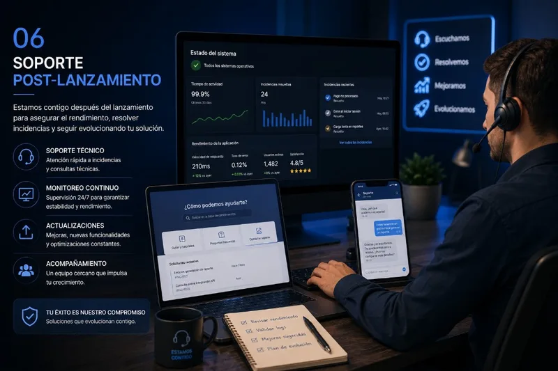Soporte post-lanzamiento: monitoreo, incidencias y evolución continua