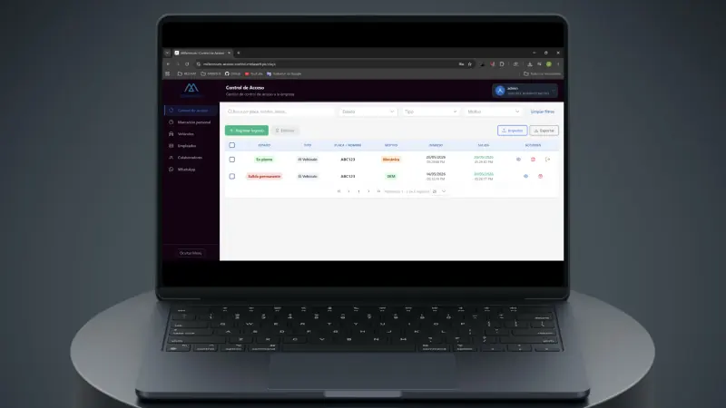 Millennium Access Control: registro de ingreso y salida peatonal con datos del colaborador o visitante